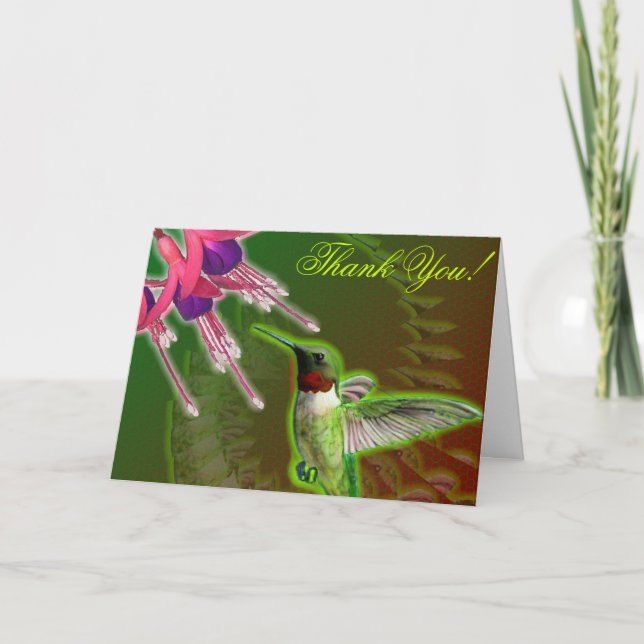 Hummingbird and Fuchsia Thank You Card (Front)
