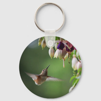 Hummingbird And Fushia Flower Plant Keychain
