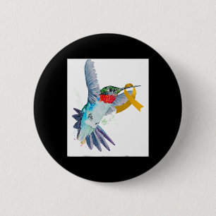 Hummingbird And Gold Ribbon Childhood Cancer Aware 6 Cm Round Badge