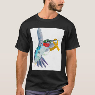 Hummingbird and Gold Ribbon Childhood Cancer Aware T-Shirt