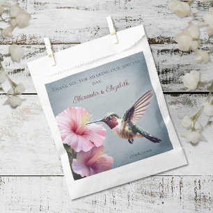 Hummingbird and Hibiscus Blue Wedding Favour Bags