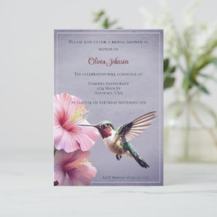Hummingbird and Hibiscus Bridal Shower   Purple Invitation