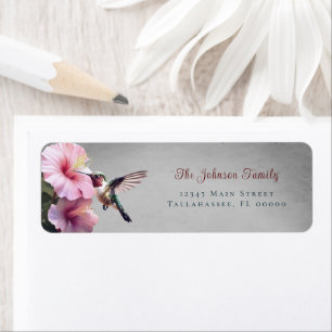 Hummingbird and Hibiscus Grey Wedding Address