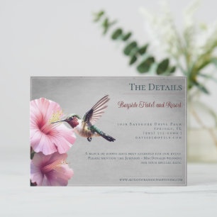 Hummingbird and Hibiscus Grey Wedding Enclosure Card