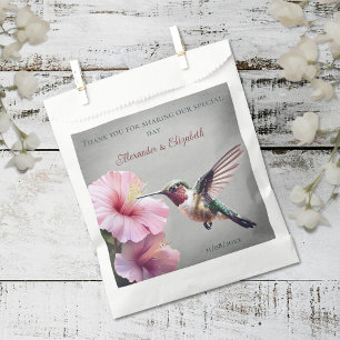 Hummingbird and Hibiscus Grey Wedding Favour Bags
