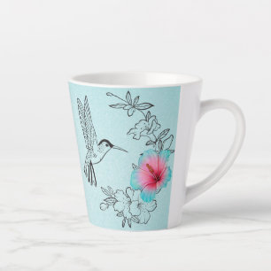 Hummingbird and Hibiscus Latte Mug