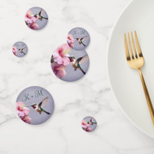 Hummingbird and Hibiscus Monogram Wedding   Purple Confetti
