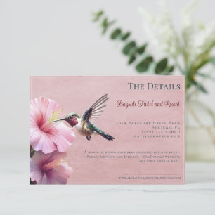 Hummingbird and Hibiscus   Pink Wedding Enclosure Card