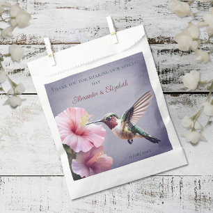 Hummingbird and Hibiscus Purple Wedding Favour Bags