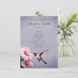 Hummingbird and Hibiscus   Purple Wedding Program