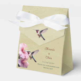 Hummingbird and Hibiscus Wedding   Yellow Favour Box