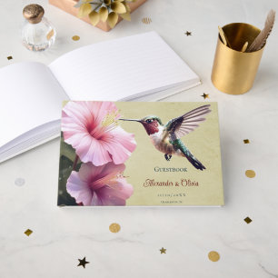 Hummingbird and Hibiscus Wedding   Yellow Guest Book