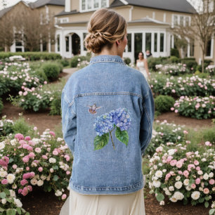 Hummingbird and Hydrangea Denim Jacket