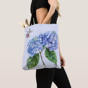 Hummingbird and Hydrangea Tote Bag