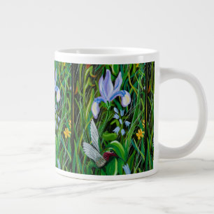 Hummingbird and Iris Coffee Cup