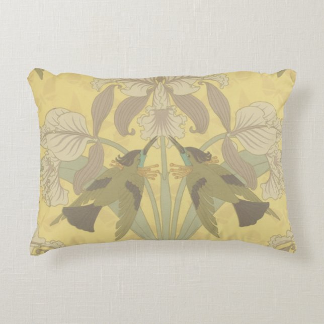 Hummingbird and Iris  Decorative Cushion (Front)