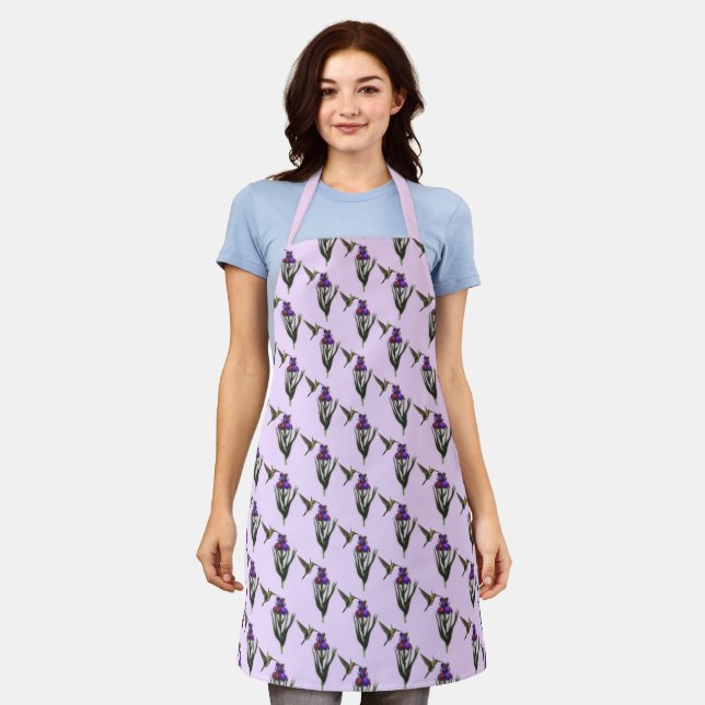 Hummingbird And Iris Flower Apron (Worn)