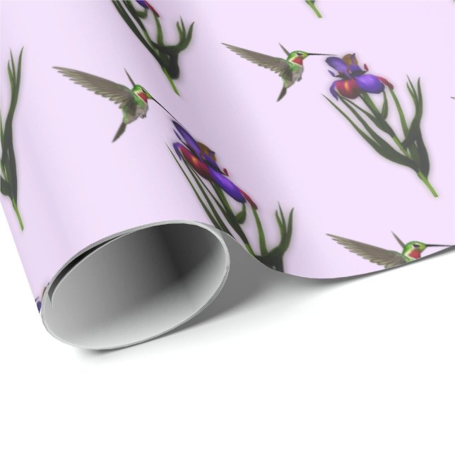 Hummingbird And Iris Flower    Wrapping Paper (Roll Corner)