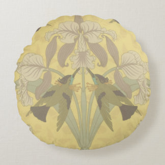 Hummingbird and Iris  Round Cushion