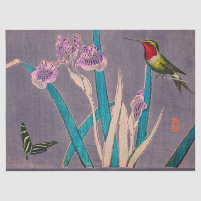 HUMMINGBIRD AND IRIS Tissue Paper (Front)