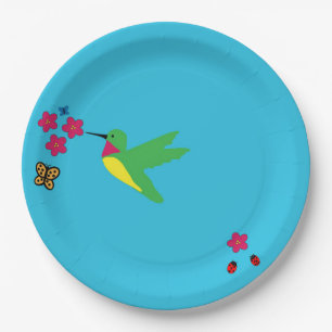 Hummingbird and Ladybug Paper Plate