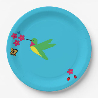 Hummingbird and Ladybug Paper Plate