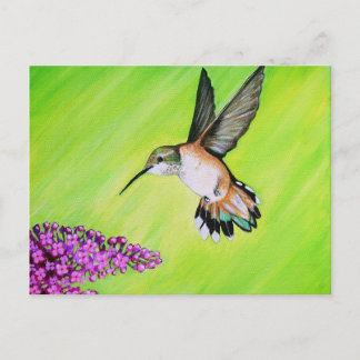 Hummingbird and Lilac Painting Postcard