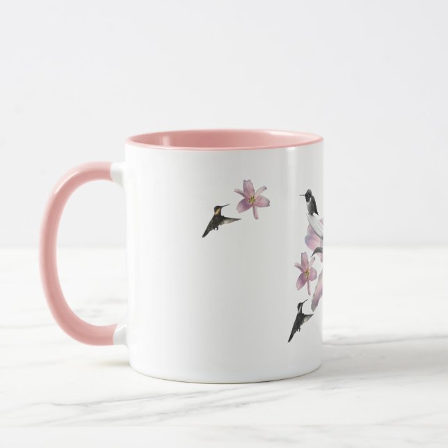 Hummingbird and Lilies Mug (Left)