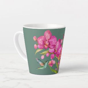 Hummingbird and Orchids Latte Mug
