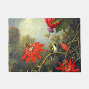 Hummingbird and Passionflowers painting Doormat