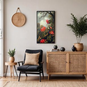 Hummingbird and Passionflowers Poster