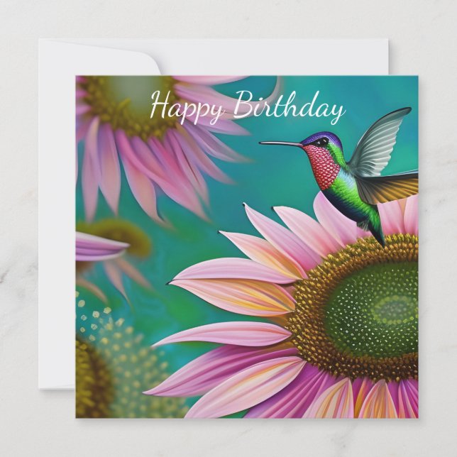 Hummingbird and Pink Sunflower (Front)