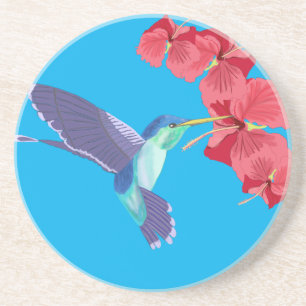 Hummingbird and red Hibiscus Coaster