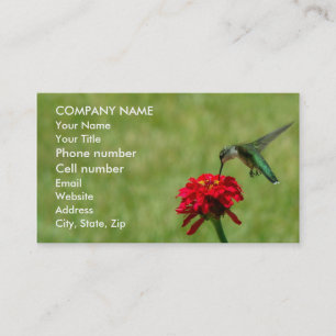Hummingbird and Red Zinnia Business Card