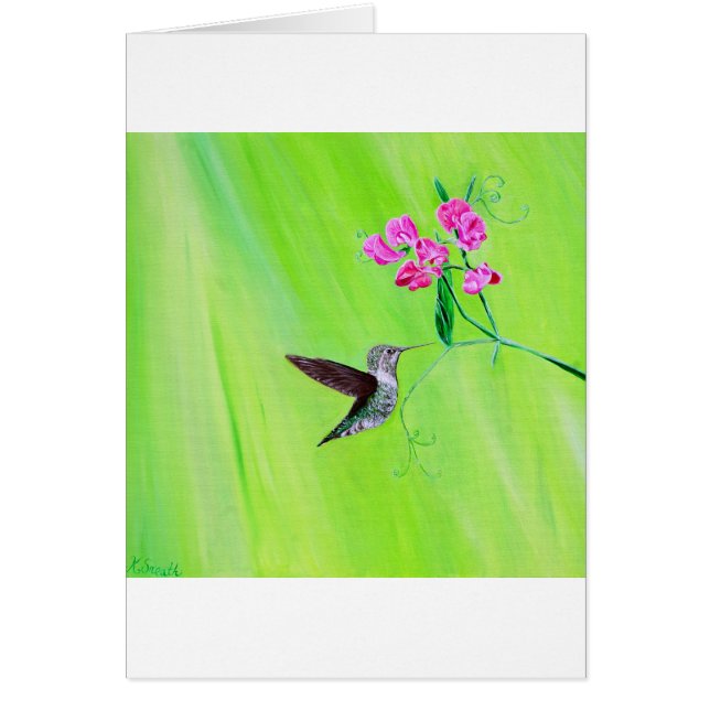 Hummingbird and Sweet Peas Painting (Front)