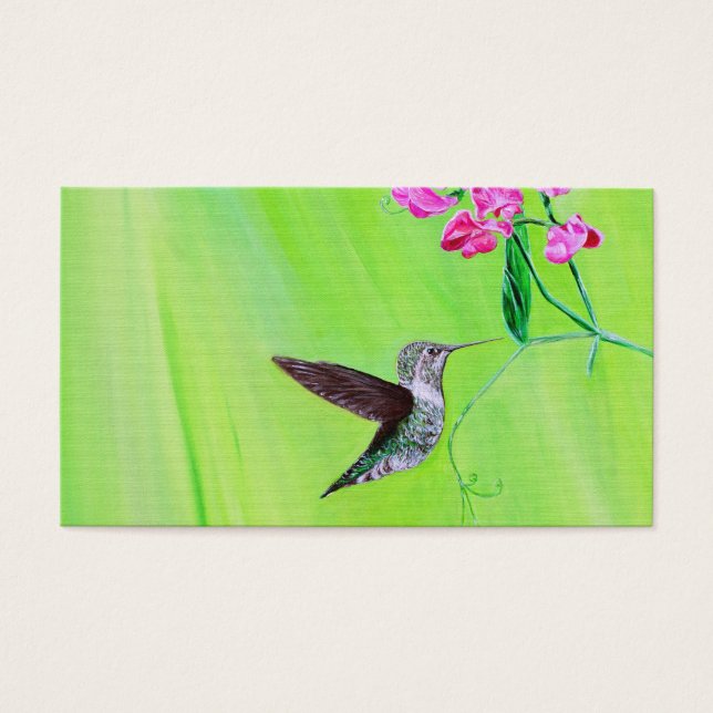 Hummingbird and Sweet Peas Painting (Front)
