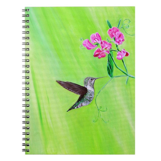 Hummingbird and Sweet Peas Painting Notebook (Front)