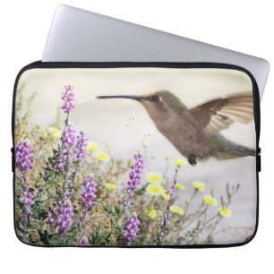 Hummingbird and Wildflowers Digital Art Laptop Sleeve