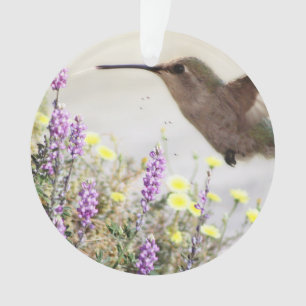 Hummingbird and Wildflowers Digital Art Ornament