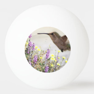 Hummingbird and Wildflowers Digital Art Ping Pong Ball