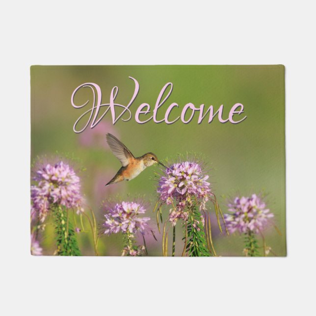 Hummingbird and Wildflowers Welcome Doormat (Front)