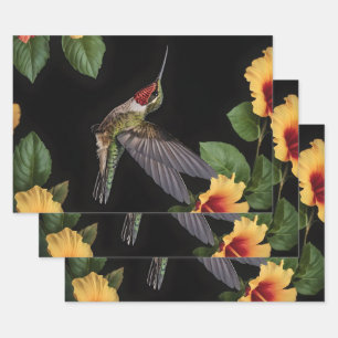 Hummingbird And Yellow Hibiscus, Wrapping Paper Sheet