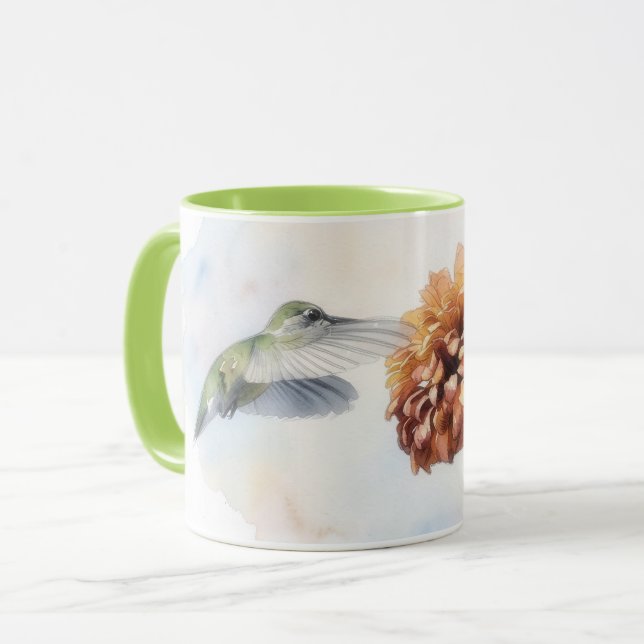 Hummingbird Art and Flower Nature Mug Cup (Front Left)