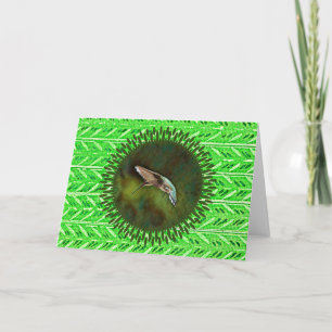 Hummingbird Art Bright Green Note Card