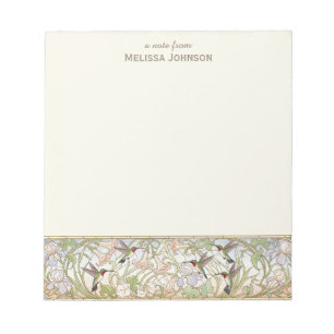 Hummingbird Art Nouveau Personalized Name Notepad