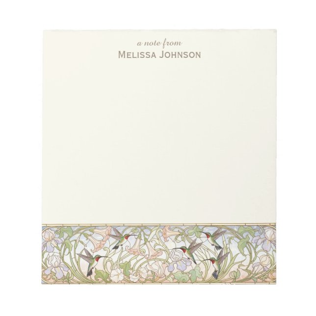 Hummingbird Art Nouveau Personalized Name Notepad (Front)