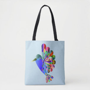 HUMMINGBIRD ART RAINBOW COLORS TOTE BAG