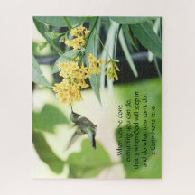 Hummingbird at Blossoms, Scripture Verse 