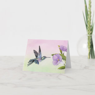 Hummingbird at Morning Glory Note Card