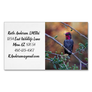 Hummingbird at sunset magnetic business card